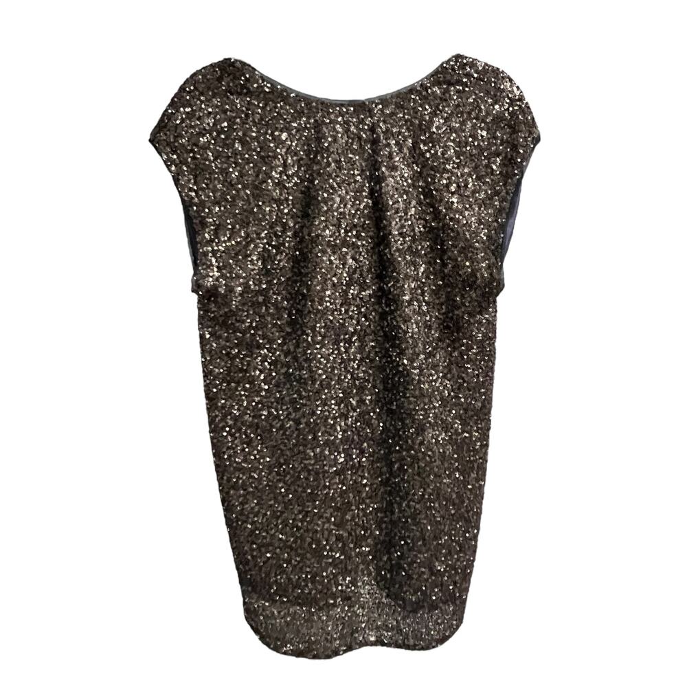 Megan Park Pewter Fully Sequined Sleeveless Top Size 3 (US 10) Holiday $585 - Picture 4 of 11